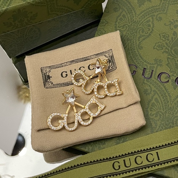 NIB GUCCI CRYSTAL EARRINGS WITH POUCH BOX AND BAG - Picture 2 of 6